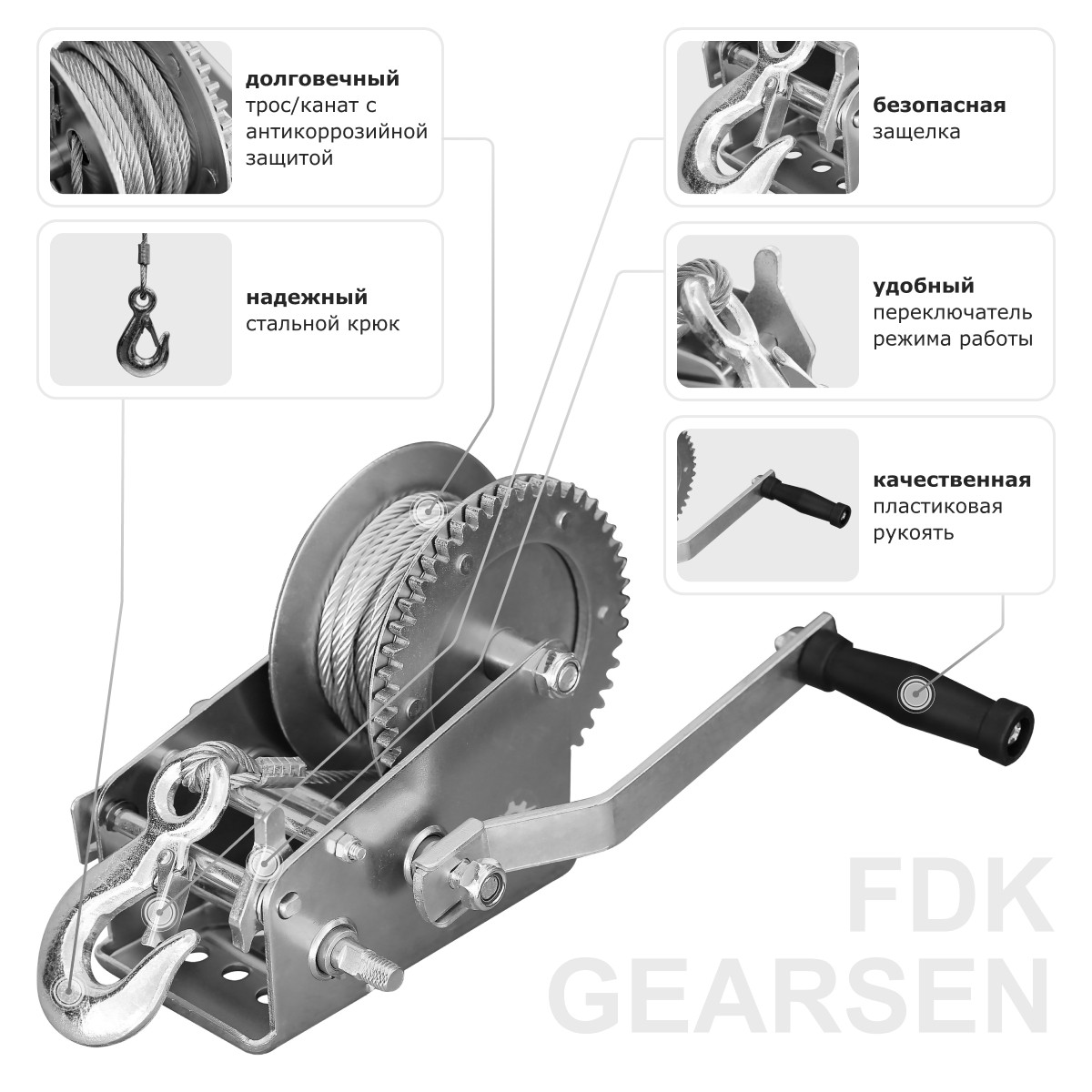 6 - Лебедка ручная барабанная (канат) GEARSEN FD 1110