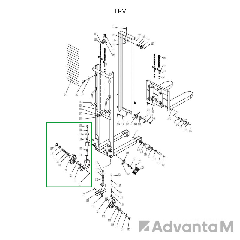 Колесная опора поворотная в сборе для TRV  - 1